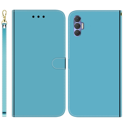 

For Tecno Spark 8P Imitated Mirror Surface Horizontal Flip Leather Phone Case(Blue)