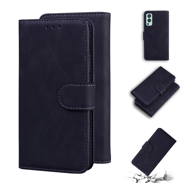 

For OnePlus Nord 2 5G Skin Feel Pure Color Flip Leather Phone Case(Black)