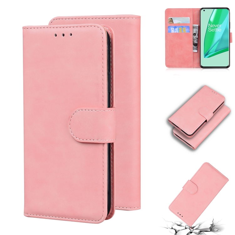 

For OnePlus 9 Pro Skin Feel Pure Color Flip Leather Phone Case(Pink)