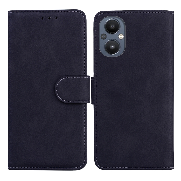 

For OnePlus Nord N20 5G Skin Feel Pure Color Flip Leather Phone Case(Black)