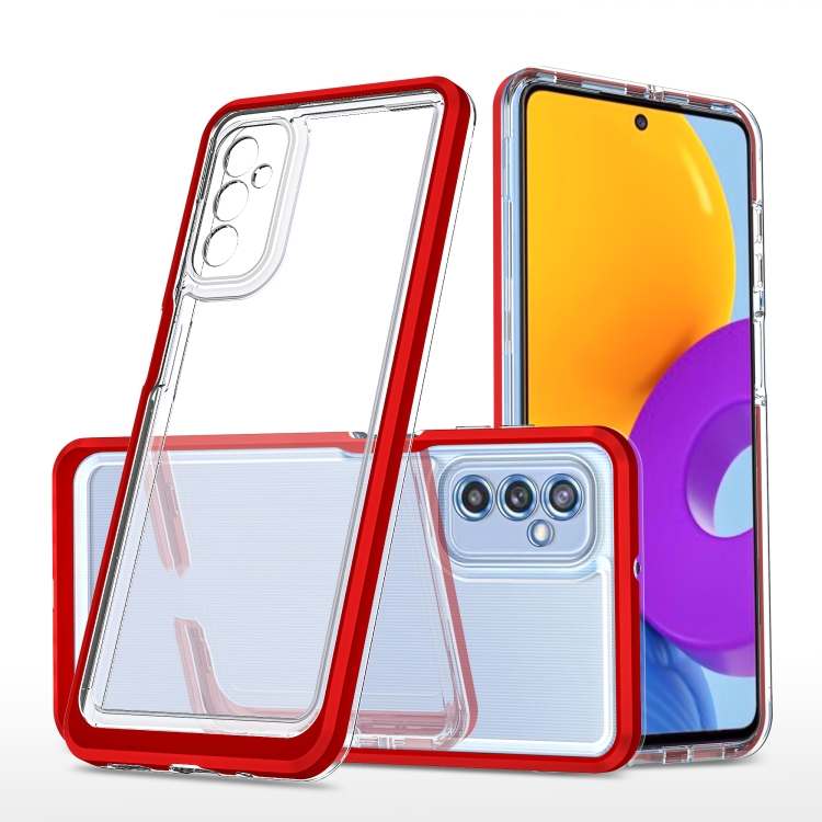 

For Samsung Galaxy M52 Clear Acrylic+PC+TPU Shockproof Phone Case(Red)