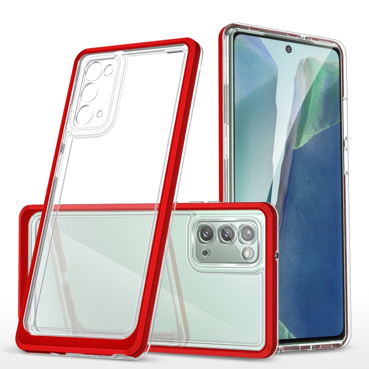 

For Samsung Galaxy Note20 Clear Acrylic+PC+TPU Shockproof Phone Case(Red)