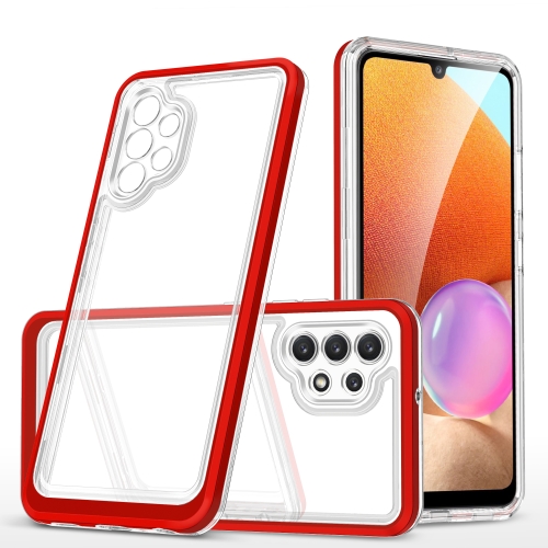 

For Samsung Galaxy A32 4G Clear Acrylic+PC+TPU Shockproof Phone Case(Red)