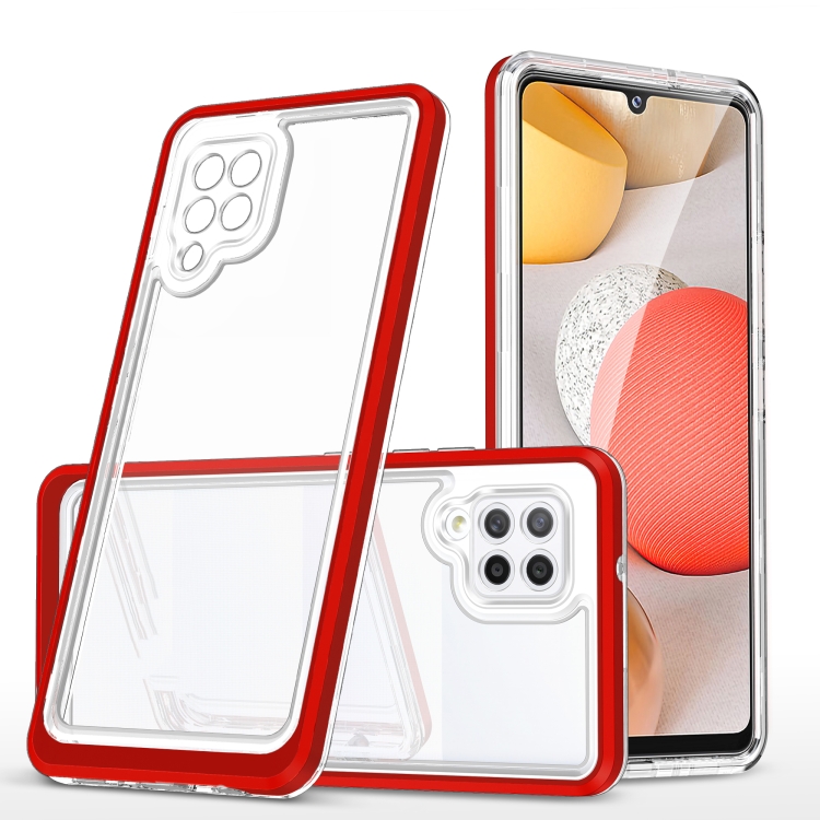 

For Samsung Galaxy A42 5G Clear Acrylic+PC+TPU Shockproof Phone Case(Red)