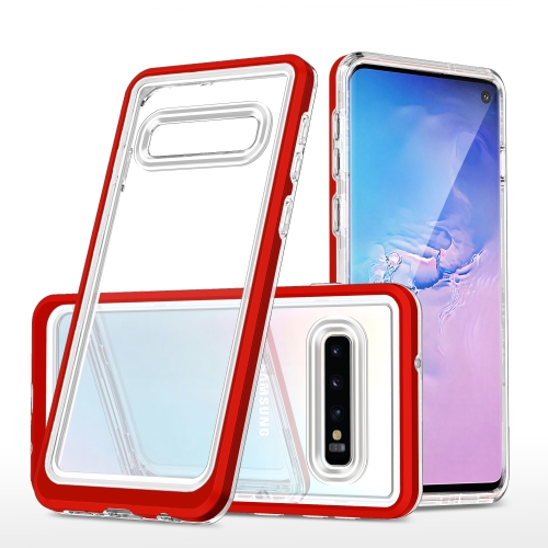 

For Samsung Galaxy S10 Clear Acrylic+PC+TPU Shockproof Phone Case(Red)