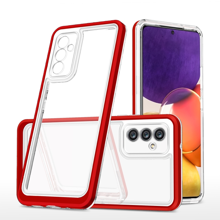 

For Samsung Galaxy A82 5G Clear Acrylic+PC+TPU Shockproof Phone Case(Red)