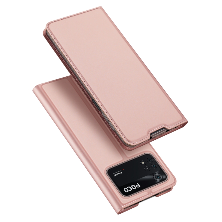 

For Xiaomi Poco M4 Pro 4G DUX DUCIS Skin Pro Series Shockproof Leather Phone Case(Rose Gold)