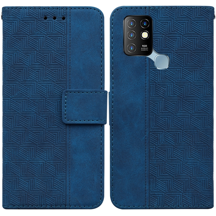 

For Infinix Hot 10 X682 Geometric Embossed Leather Phone Case(Blue)