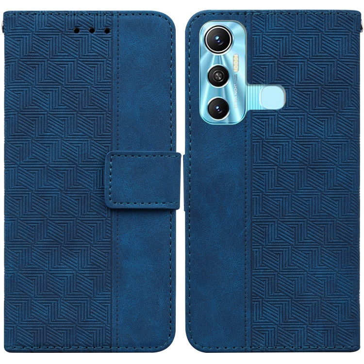

For Infinix Hot 11 X662 Geometric Embossed Leather Phone Case(Blue)