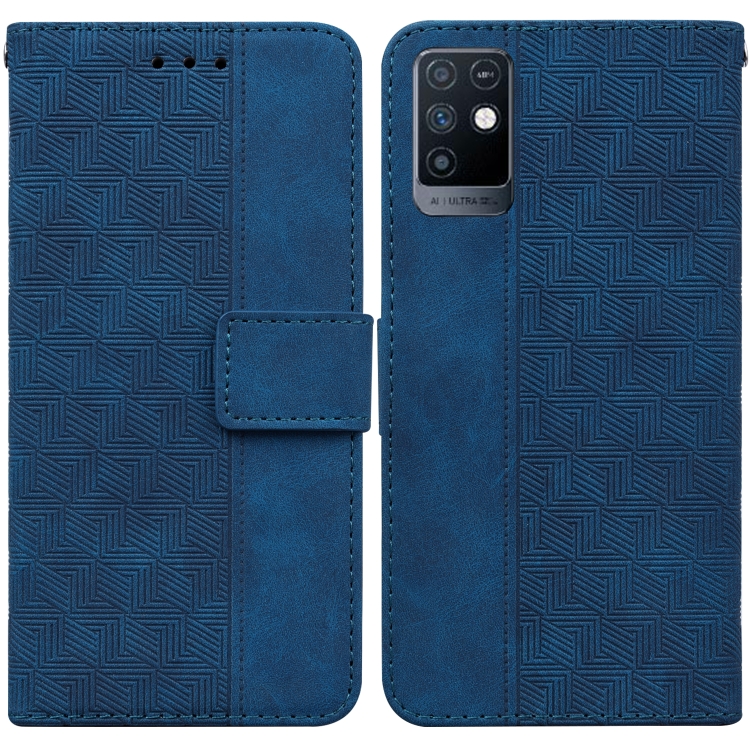 

For Infinix Note 10 X693 Geometric Embossed Leather Phone Case(Blue)