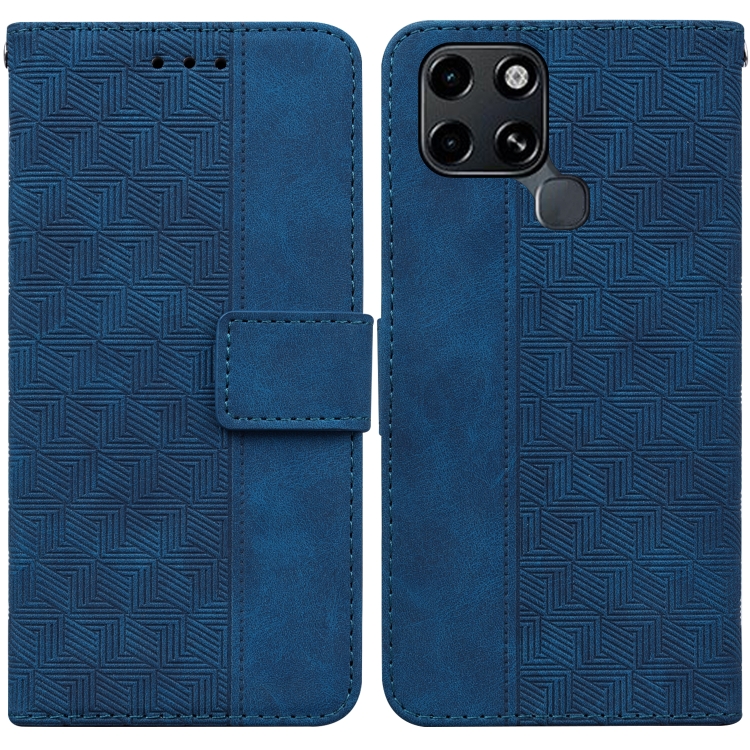 

For Infinix Smart 6 Geometric Embossed Leather Phone Case(Blue)