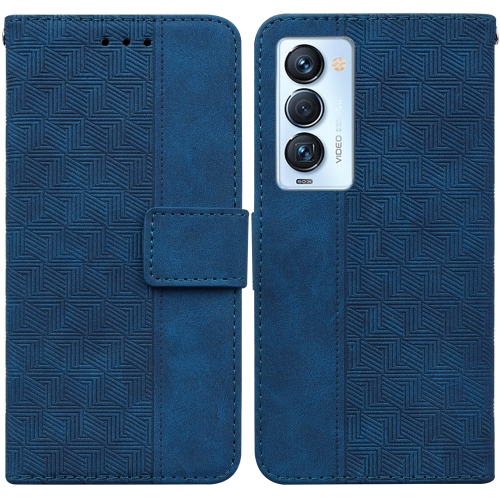 

For Tecno Camon 18 Premier Geometric Embossed Leather Phone Case(Blue)