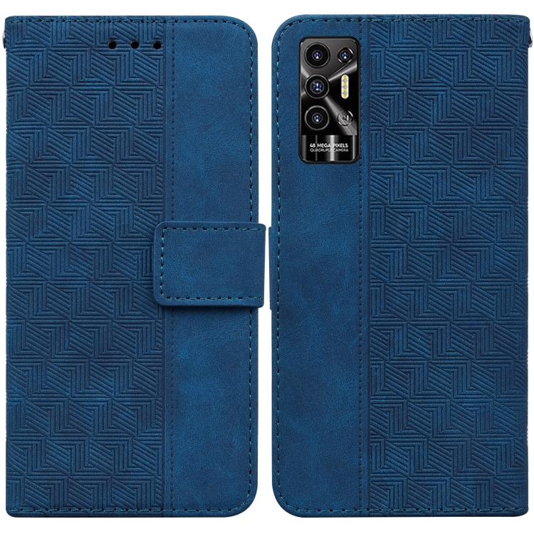 

For Tecno Pova 2 Geometric Embossed Leather Phone Case(Blue)