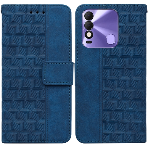 

For Tecno Spark 8 / 8T Geometric Embossed Leather Phone Case(Blue)
