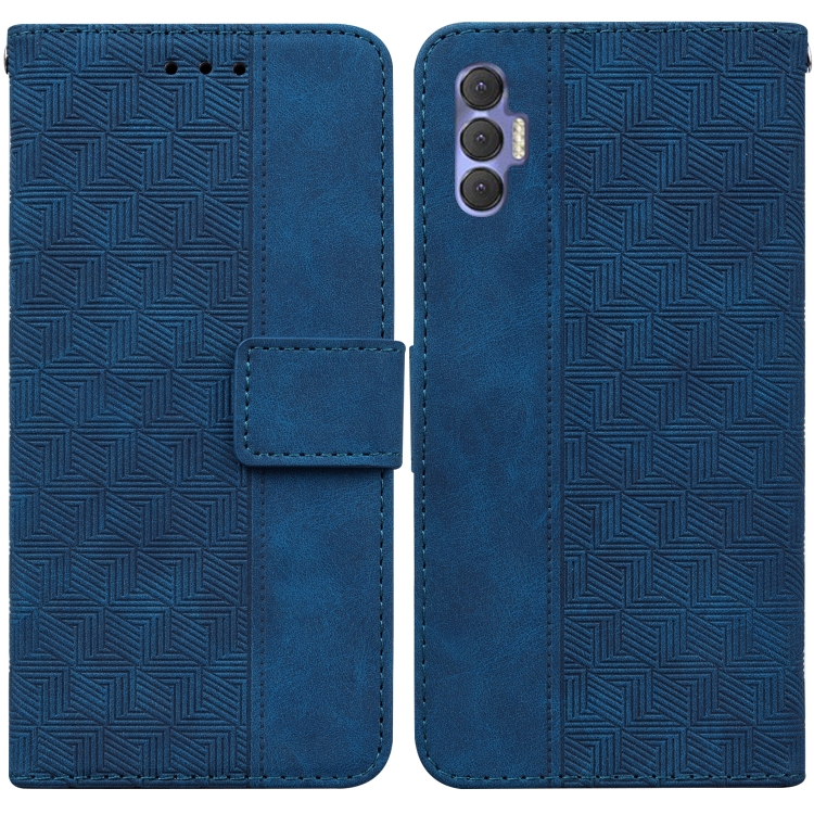 

For Tecno Spark 8P Geometric Embossed Leather Phone Case(Blue)