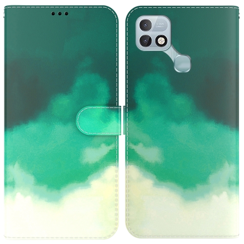 

For Infinix Hot 10i / Smart 5 Pro X659B / PR652B / S658E Watercolor Pattern Horizontal Flip Leather Phone Case(Cyan Green)