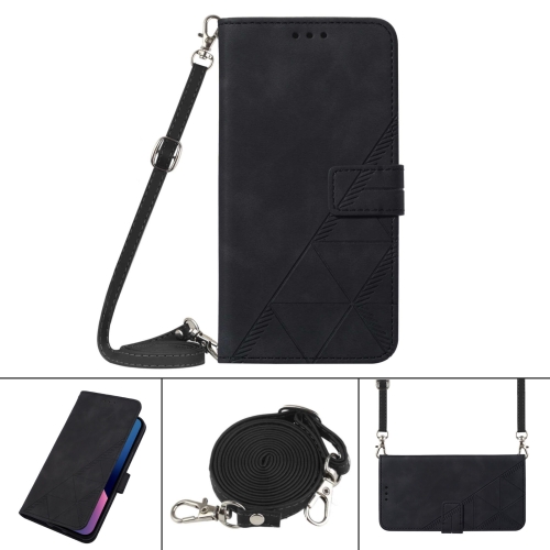 

For Motorola Moto E7 Crossbody 3D Embossed Flip Leather Phone Case(Black)