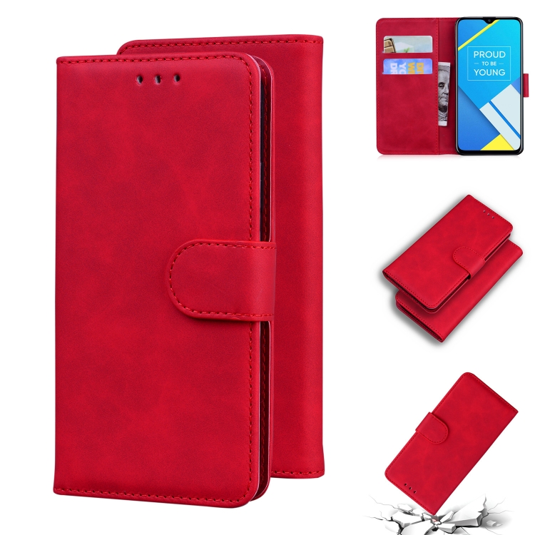 For OPPO A1K/Realme C2 Skin Feel Pure Color Flip Leather Phone
