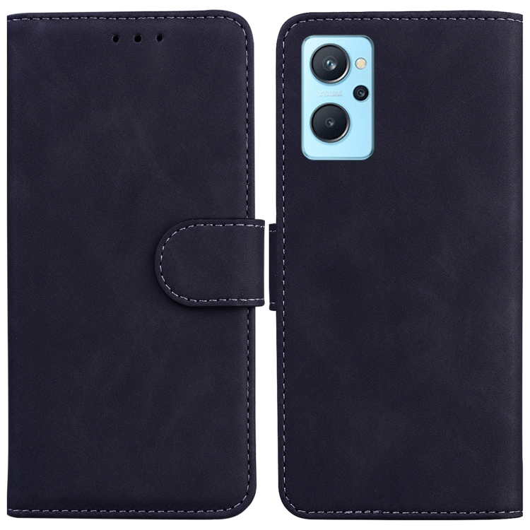 

For OPPO Realme 9i/A76 4G/A36 Skin Feel Pure Color Flip Leather Phone Case(Black)