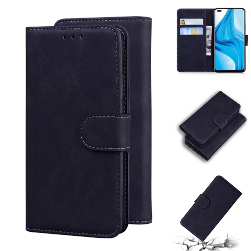 

For OPPO Reno4 Lite/F17 Pro/A93/Reno4 F Skin Feel Pure Color Flip Leather Phone Case(Black)