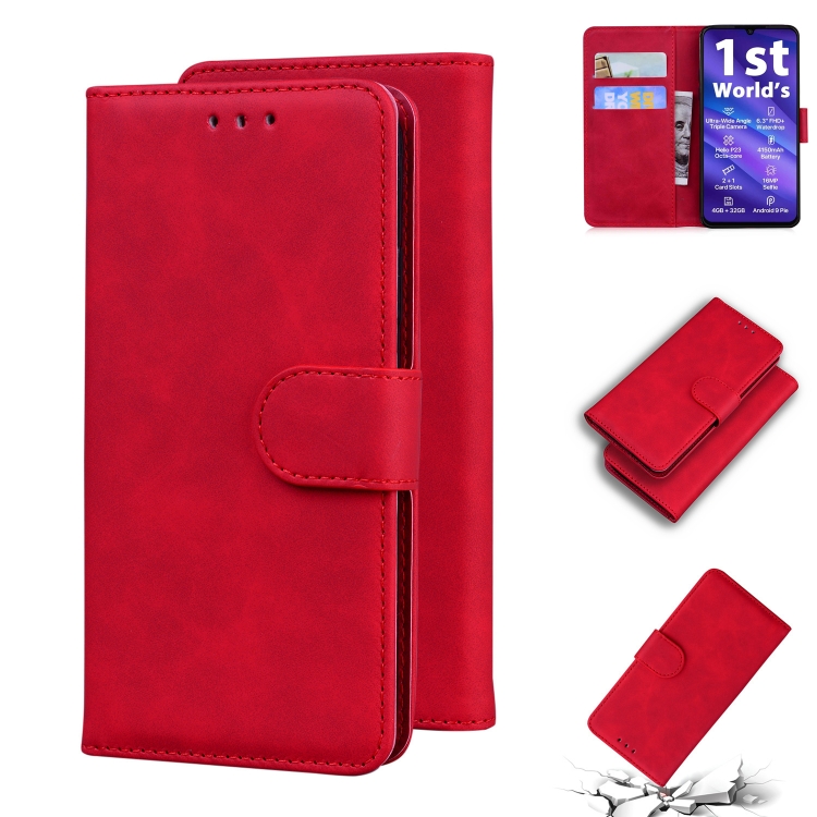 

For UMIDIGI A5 Pro Skin Feel Pure Color Flip Leather Phone Case(Red)
