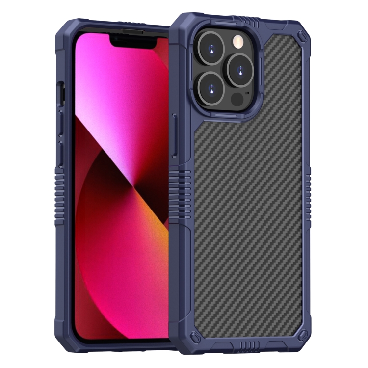 

Carbon Fiber Shockproof Case For iPhone 12(Blue)