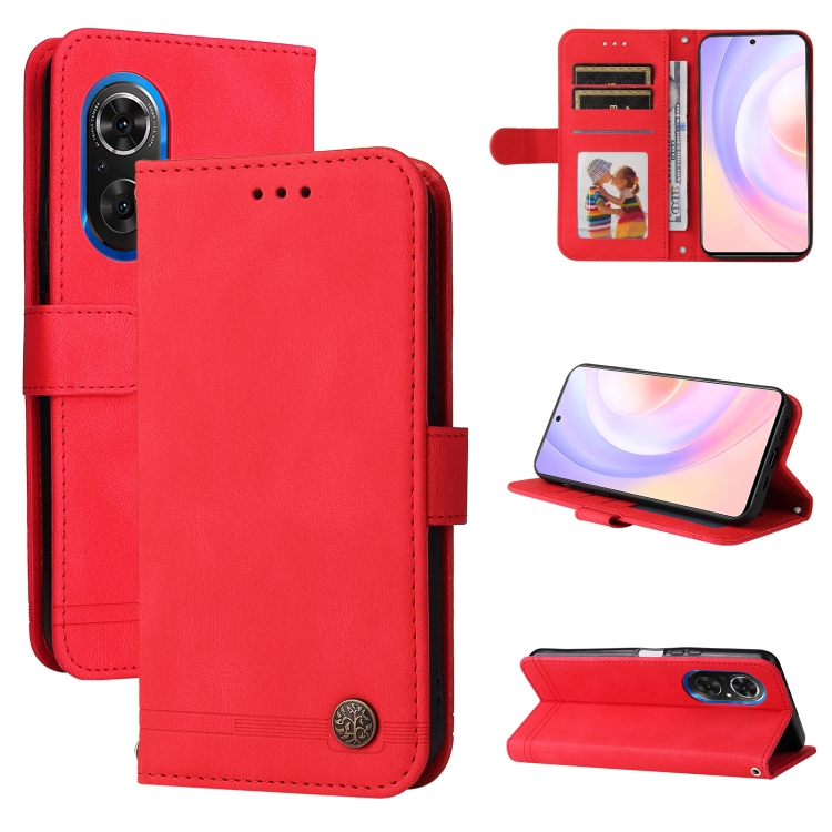 

For Honor 50 SE / nova 9 SE Skin Feel Life Tree Metal Button Leather Phone Case(Red)