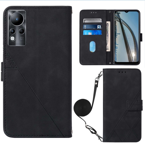 

For Infinix Note 11 Crossbody 3D Embossed Flip Leather Phone Case(Black)