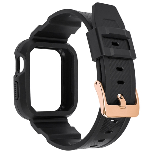 

Carbon Fiber Integrated Sport Watchband For Apple Watch Series 7 41mm / 6&SE&5&4 40mm / 3&2&1 38mm(Rose Gold Buckle)