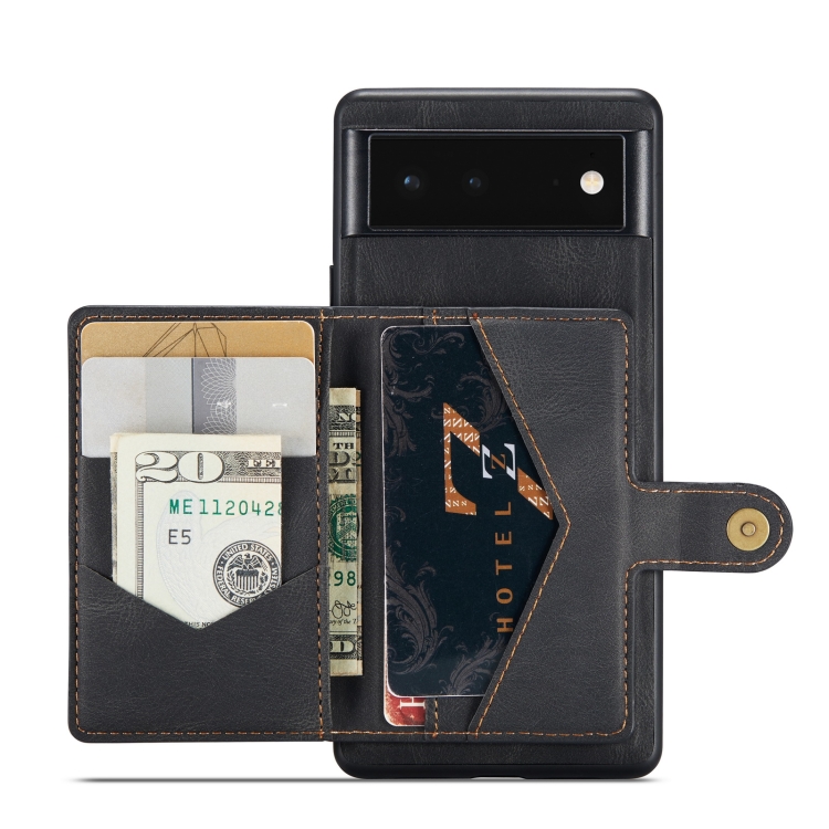 

For Google Pixel 7 Pro 5G JEEHOOD Retro Magnetic Detachable Wallet Phone Case(Black)