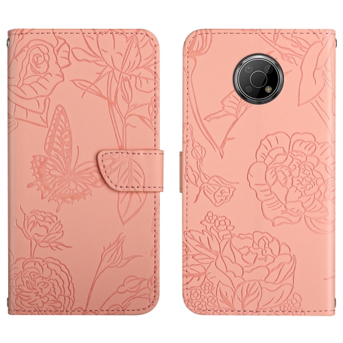 

For Nokia G300 Skin Feel Butterfly Peony Embossed Leather Phone Case(Pink)