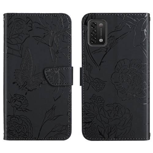 

For Umidigi Power 5 Skin Feel Butterfly Peony Embossed Leather Phone Case(Black)