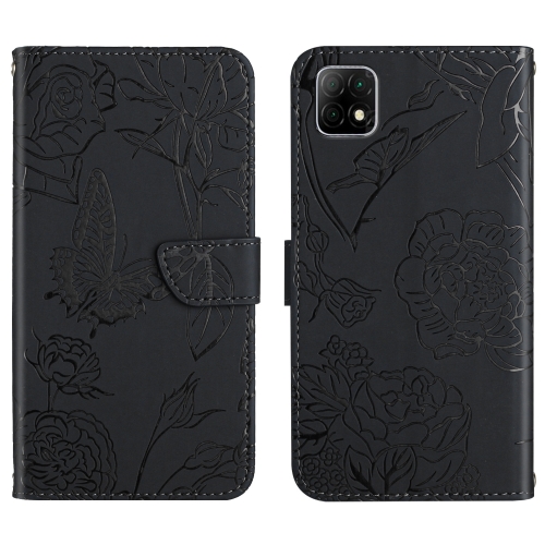 

For Wiko T3 Skin Feel Butterfly Peony Embossed Leather Phone Case(Black)