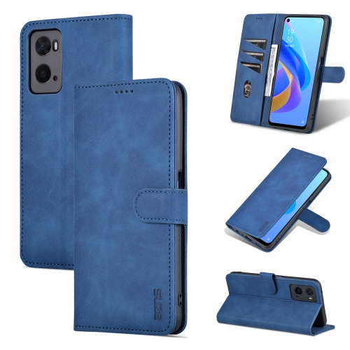 

For OPPO A36 4G/A76 4G(Global) AZNS Skin Feel Calf Texture Horizontal Flip Leather Phone Case(Blue)