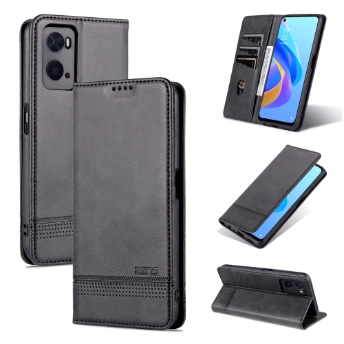

For OPPO A36 4G/A76 4G(Global) AZNS Magnetic Calf Texture Flip Leather Phone Case(Black)