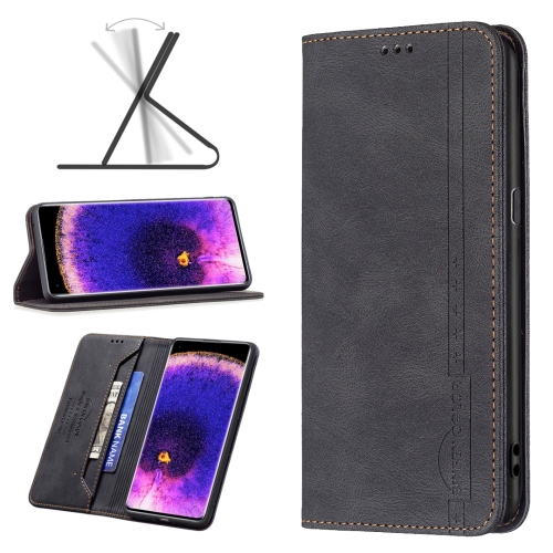 

For OPPO Find X5 Magnetic RFID Blocking Anti-Theft Leather Phone Case(Black)