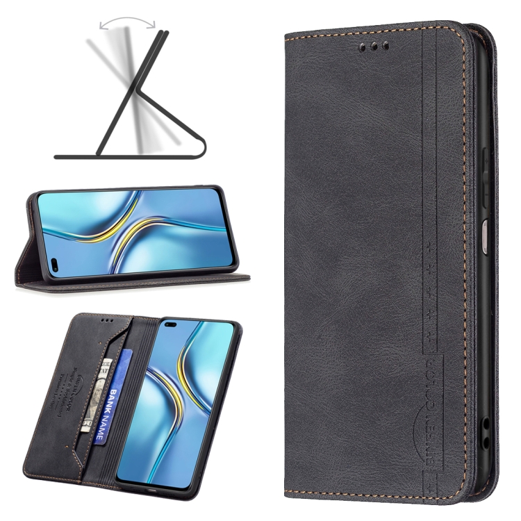 

For Honor X20 Magnetic RFID Blocking Anti-Theft Leather Phone Case(Black)