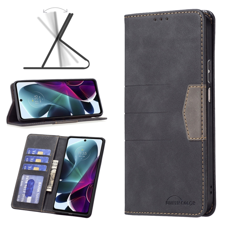 

For Motorola Moto G200 5G / Edge S30 5G Magnetic Splicing Leather Phone Case(Black)