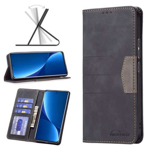 

For Xiaomi 12 Pro Magnetic Splicing Leather Phone Case(Black)