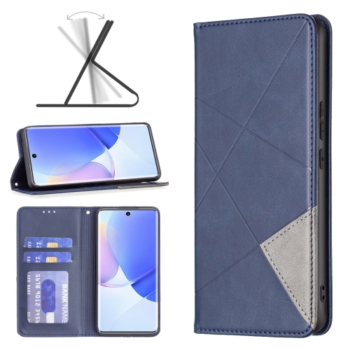 

For Honor 50 / Huawei nova 9 Prismatic Invisible Magnetic Leather Phone Case(Blue)