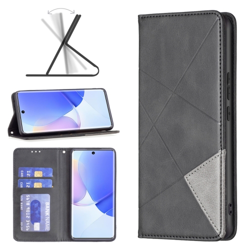 

For Honor 50 / Huawei nova 9 Prismatic Invisible Magnetic Leather Phone Case(Black)