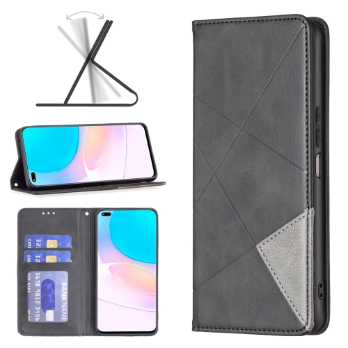 

For Honor 50 Lite / Huawei nova 8i Prismatic Invisible Magnetic Leather Phone Case(Black)