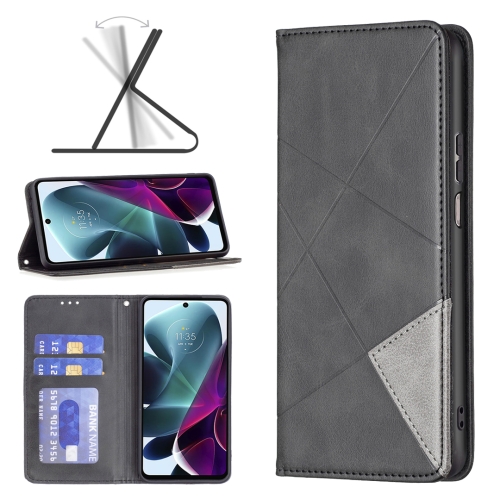 

For Motorola Moto G200 5G / Edge S30 5G Prismatic Invisible Magnetic Leather Phone Case(Black)