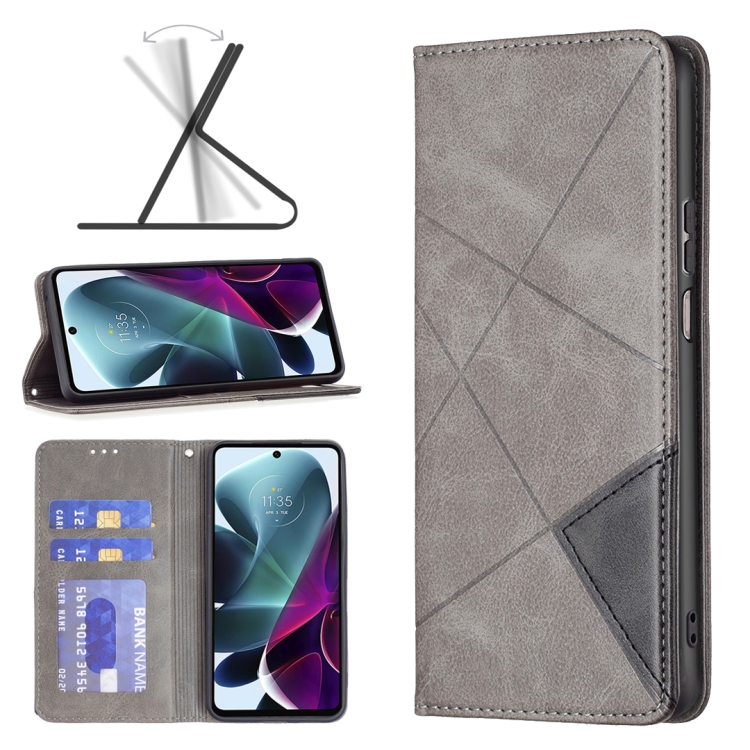 

For Motorola Moto G200 5G / Edge S30 5G Prismatic Invisible Magnetic Leather Phone Case(Grey)