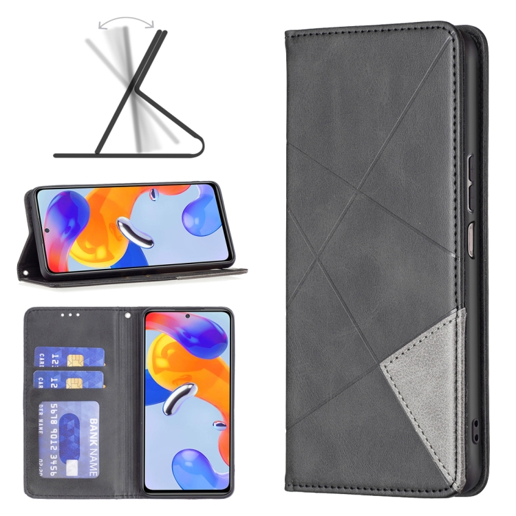 

For Xiaomi Redmi Note 11 Pro Global Prismatic Invisible Magnetic Leather Phone Case(Black)
