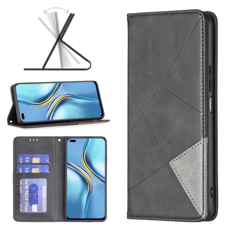 

For Honor X20 Prismatic Invisible Magnetic Leather Phone Case(Black)