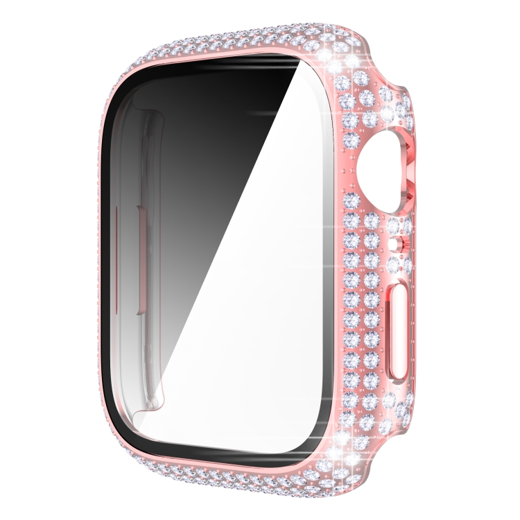 

Diamond PC + Tempered Glass Watch Case For Apple Watch Series 8 / 7 41mm(Pink)