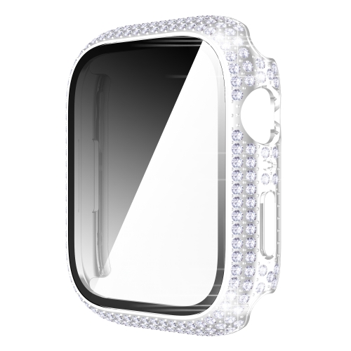 

Diamond PC + Tempered Glass Watch Case For Apple Watch Series 8 / 7 41mm(Silver)