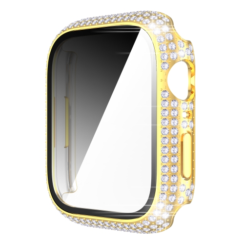 

Diamond PC + Tempered Glass Watch Case For Apple Watch Series 9 / 8 / 7 45mm(Gold)