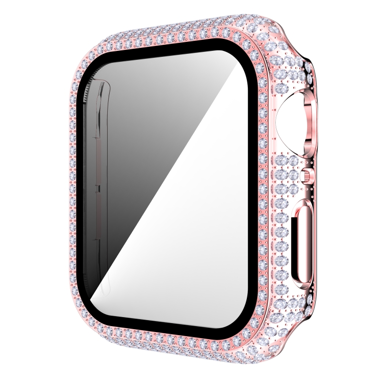 

Diamond PC + Tempered Glass Watch Case For Apple Watch Series 6&SE&5&4 40mm(Pink)